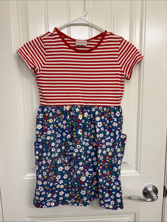 Hanna Andersson Other - Hanna Andersson Red & Blue Floral Mixed-Print Dress Stripes, flowers, bunnies